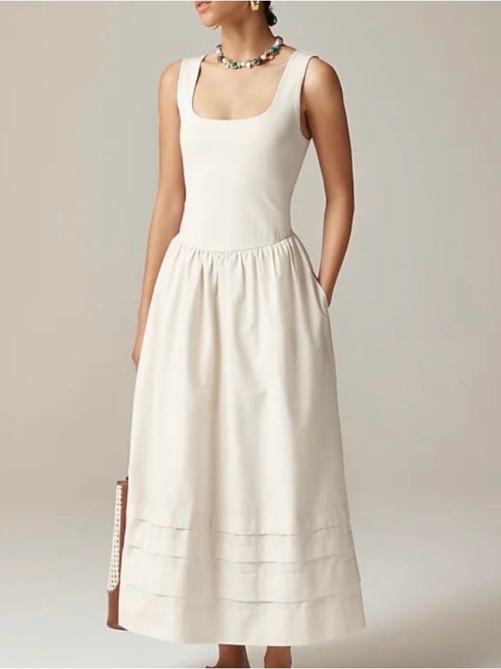 NWT J. Crew Drop Waist Mixy Dress Natural XL